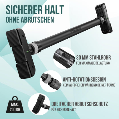 PULLUP & DIP - Klimmzugstange Türrahmen ohne Schrauben und Bohren Pull Up Bar Door Stange Türrahmen extra sichere Teleskop Klimmzugstange Tür mit bis 200KG Traglast! Abrutschsichere Pull Up Stange