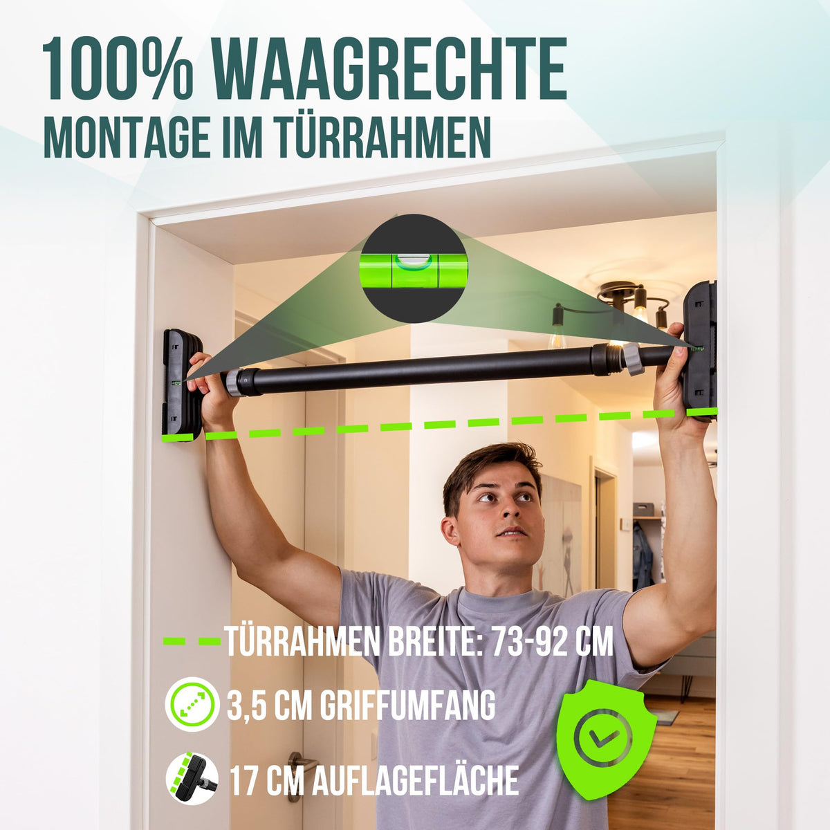 PULLUP & DIP - Klimmzugstange Türrahmen ohne Schrauben und Bohren Pull Up Bar Door Stange Türrahmen extra sichere Teleskop Klimmzugstange Tür mit bis 200KG Traglast! Abrutschsichere Pull Up Stange